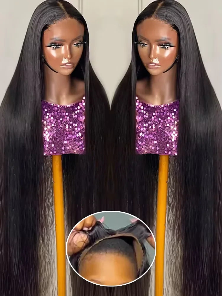 Raw Indian Human Hair HD Lace Front Wig – Bone Straight, 200%/220% Density, Glueless 13x6