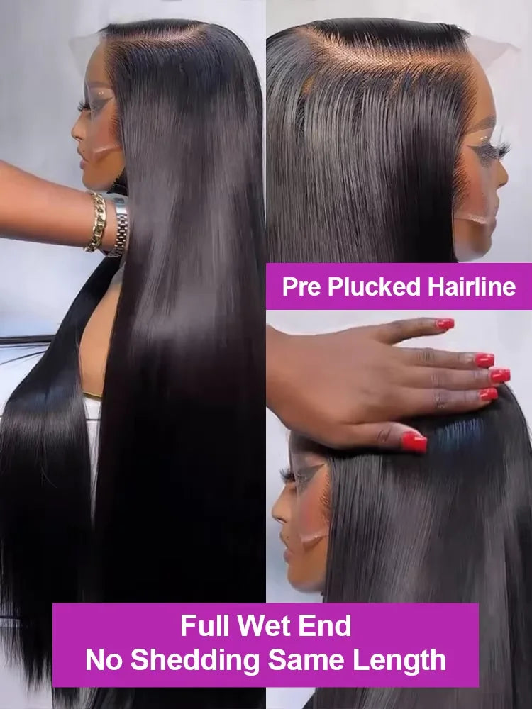Raw Indian Human Hair HD Lace Front Wig – Bone Straight, 200%/220% Density, Glueless 13x6